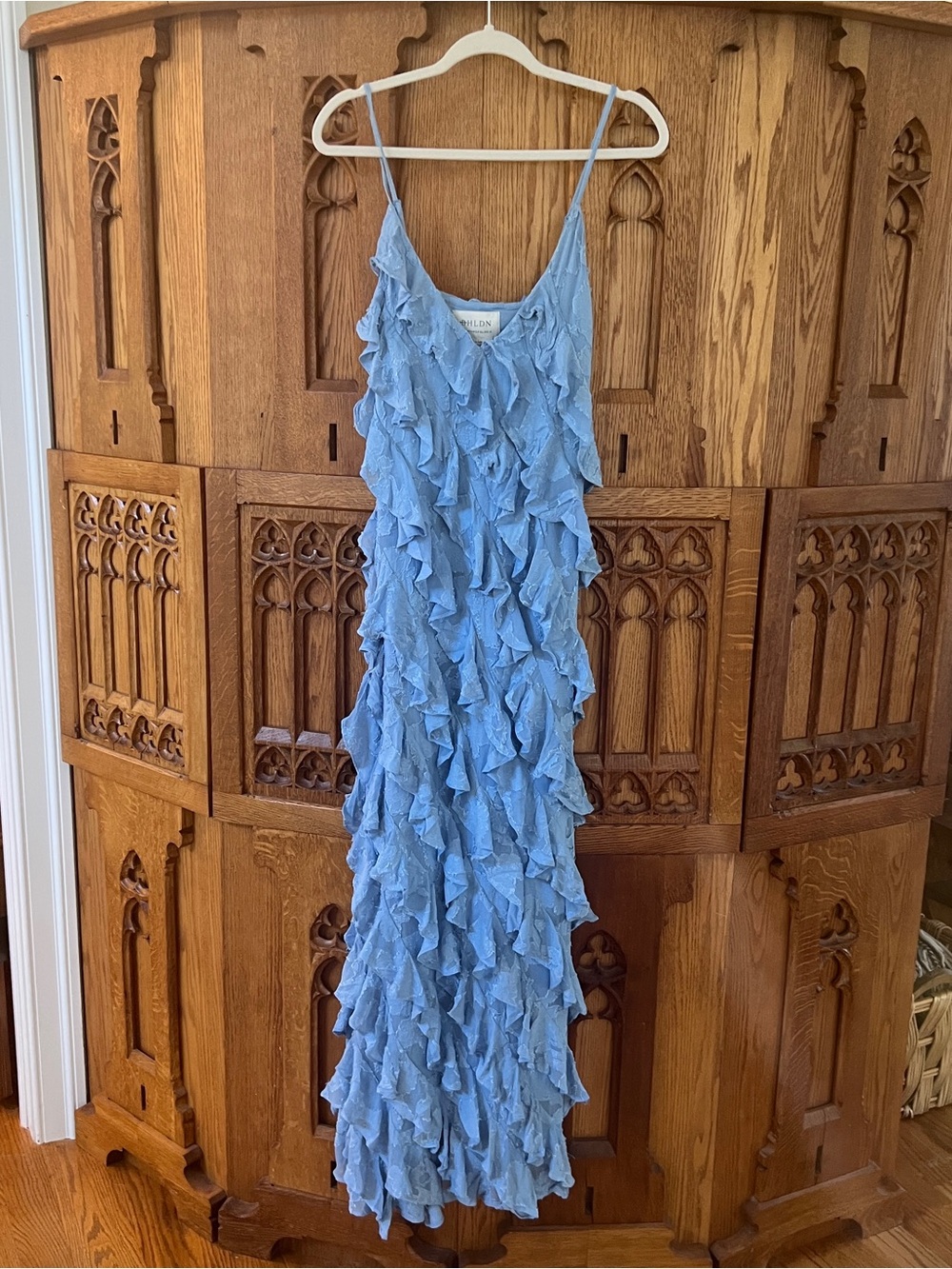 BHLDN Light Blue Ruffle Maxi Dress
